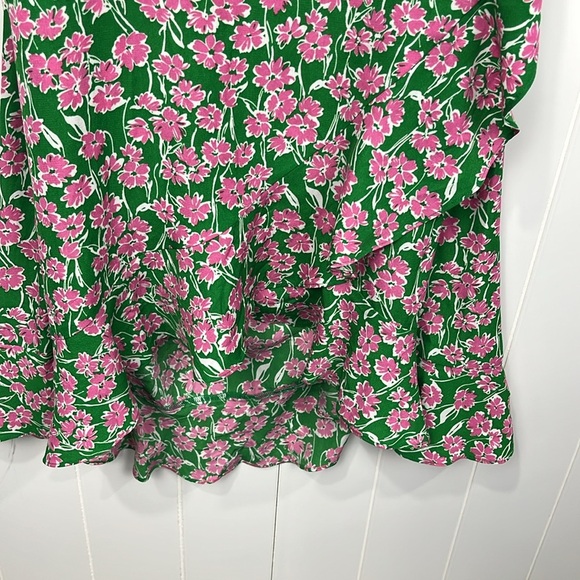 Timing Womens MIdi Dress XL Green Pink Floral Adj Straps Hi-Lo Hemline Open Back - Picture 5 of 14